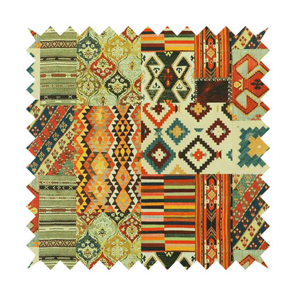 Freedom Printed Velvet Fabric Multi Pattern Patchwork Colourful Furnishing Fabric CTR-437 - Handmade Cushions