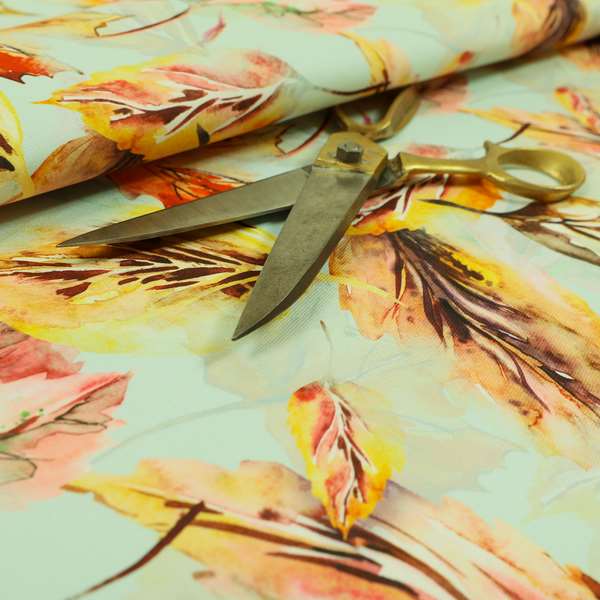 Freedom Printed Velvet Fabric Autumn Leafs Floral Theme Upholstery Fabric CTR-438 - Roman Blinds