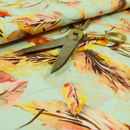 Freedom Printed Velvet Fabric Autumn Leafs Floral Theme Upholstery Fabric CTR-438 - Roman Blinds