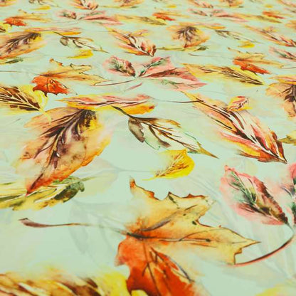 Freedom Printed Velvet Fabric Autumn Leafs Floral Theme Upholstery Fabric CTR-438 - Made To Measure Curtains