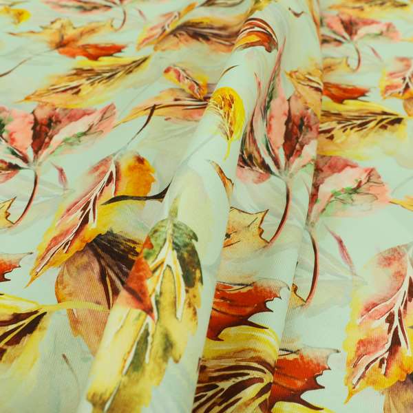 Freedom Printed Velvet Fabric Autumn Leafs Floral Theme Upholstery Fabric CTR-438 - Made To Measure Curtains