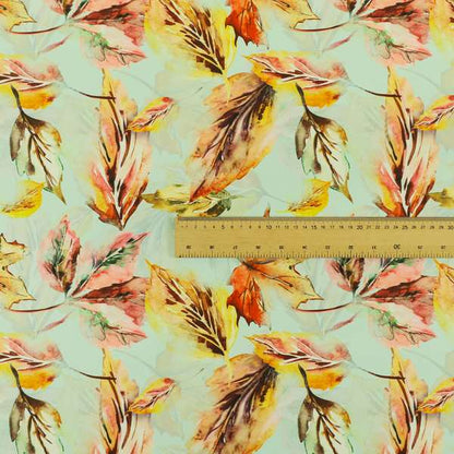 Freedom Printed Velvet Fabric Autumn Leafs Floral Theme Upholstery Fabric CTR-438 - Roman Blinds