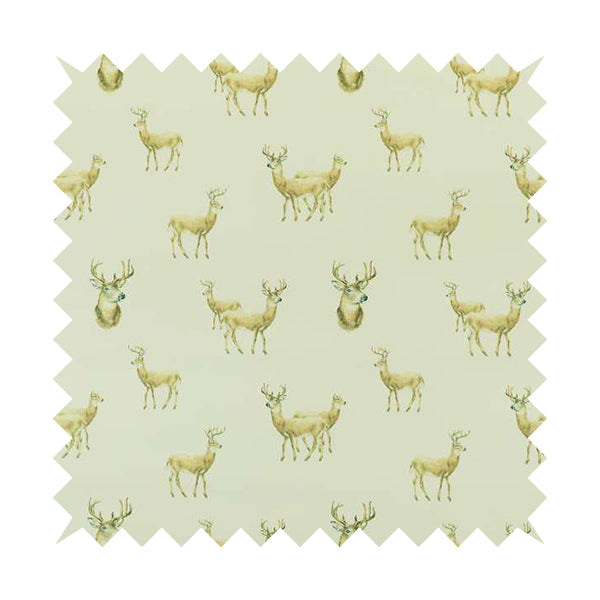 Freedom Printed Velvet Fabric Brown Stag Deer Animal Pattern Upholstery Fabric CTR-440 - Roman Blinds