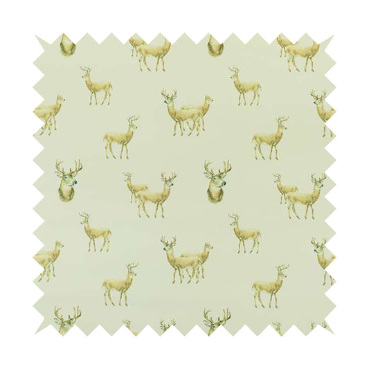 Freedom Printed Velvet Fabric Brown Stag Deer Animal Pattern Upholstery Fabric CTR-440