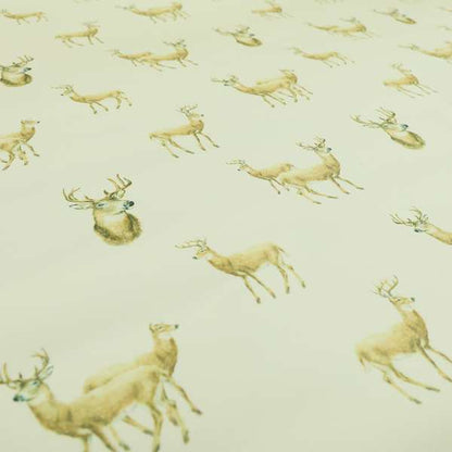 Freedom Printed Velvet Fabric Brown Stag Deer Animal Pattern Upholstery Fabric CTR-440 - Made To Measure Curtains