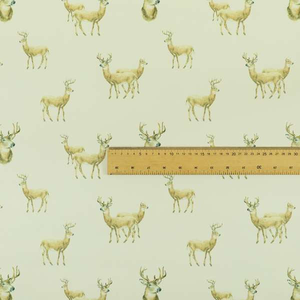 Freedom Printed Velvet Fabric Brown Stag Deer Animal Pattern Upholstery Fabric CTR-440 - Roman Blinds
