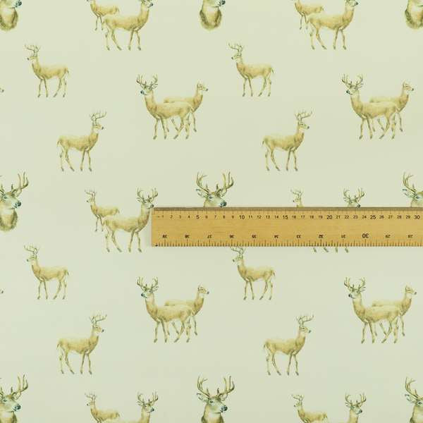 Freedom Printed Velvet Fabric Brown Stag Deer Animal Pattern Upholstery Fabric CTR-440 - Made To Measure Curtains