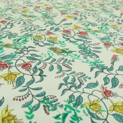 Freedom Printed Velvet Fabric Birds Tree Leafs Green Pattern Upholstery Fabrics CTR-443 - Made To Measure Curtains