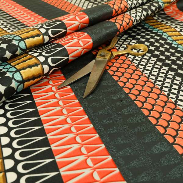Freedom Printed Velvet Fabric Geometric Striped Colour Pattern Upholstery Fabrics CTR-444 - Roman Blinds