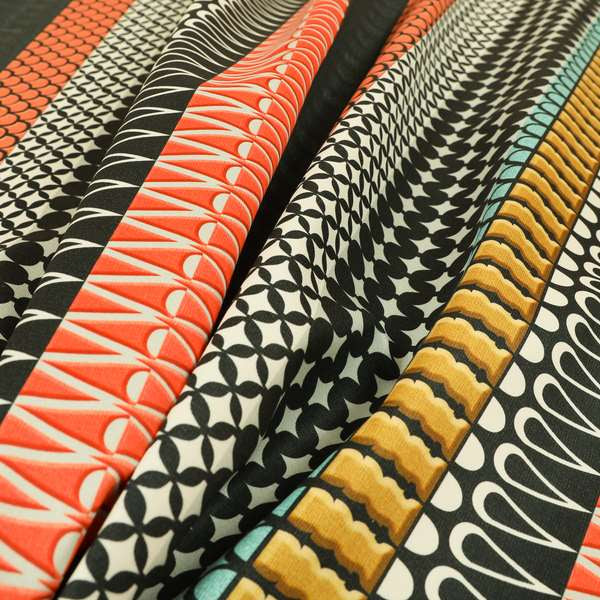 Freedom Printed Velvet Fabric Geometric Striped Colour Pattern Upholstery Fabrics CTR-444 - Roman Blinds