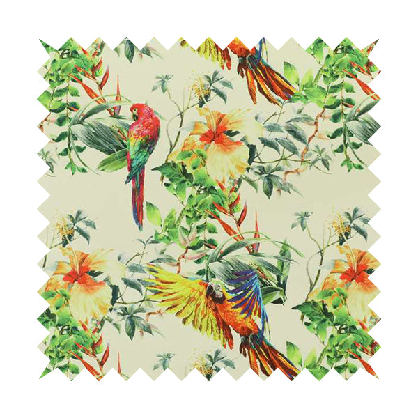 Freedom Printed Velvet Fabric Colourful Parrot Jungle Pattern Upholstery Fabric CTR-446 - Made To Measure Curtains