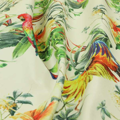 Freedom Printed Velvet Fabric Colourful Parrot Jungle Pattern Upholstery Fabric CTR-446 - Made To Measure Curtains