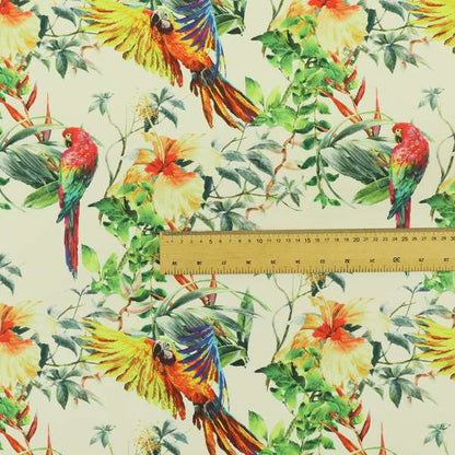 Freedom Printed Velvet Fabric Colourful Parrot Jungle Pattern Upholstery Fabric CTR-446 - Made To Measure Curtains