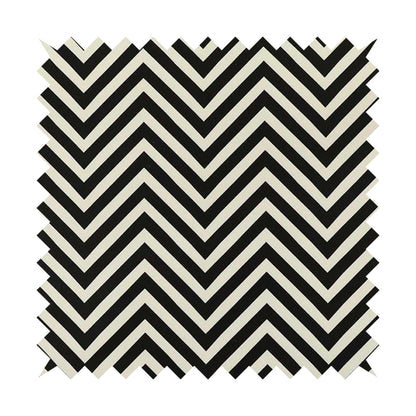 Freedom Printed Velvet Fabric Black White Chevron Stripe Pattern Upholstery Fabrics CTR-449 - Made To Measure Curtains