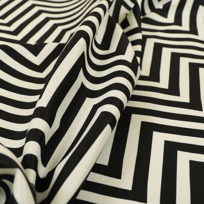 Freedom Printed Velvet Fabric Black White Chevron Stripe Pattern Upholstery Fabrics CTR-449 - Roman Blinds