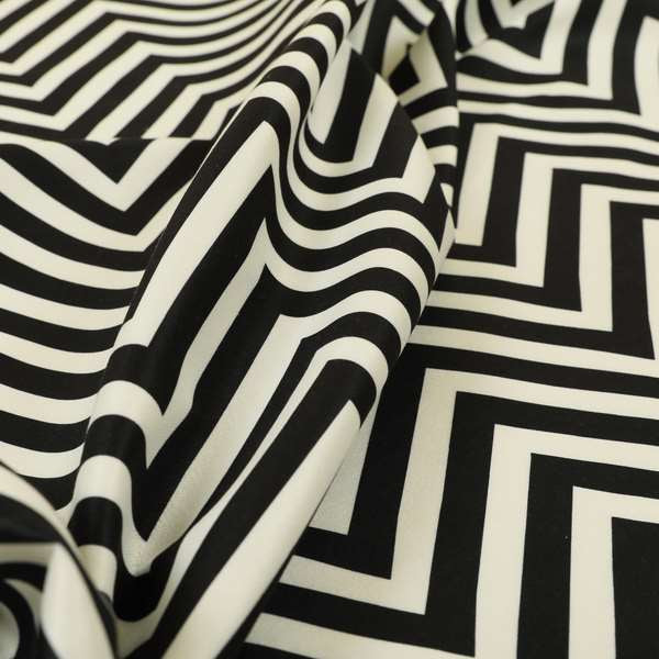Freedom Printed Velvet Fabric Black White Chevron Stripe Pattern Upholstery Fabrics CTR-449 - Handmade Cushions
