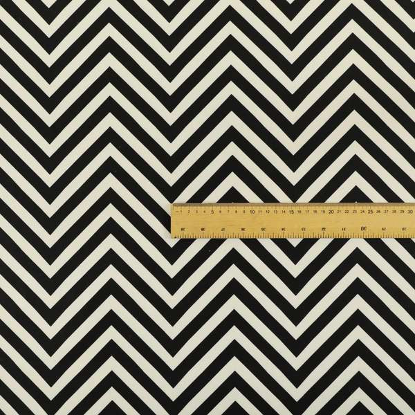 Freedom Printed Velvet Fabric Black White Chevron Stripe Pattern Upholstery Fabrics CTR-449 - Roman Blinds