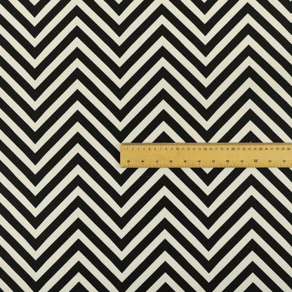 Freedom Printed Velvet Fabric Black White Chevron Stripe Pattern Upholstery Fabrics CTR-449 - Made To Measure Curtains