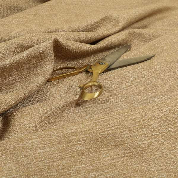 Allegra Metallic Plain Textured Weave Gold Colour Upholstery Fabric CTR-45