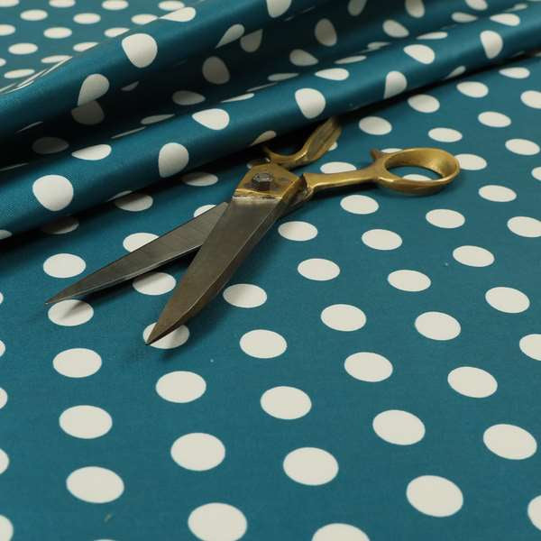 Freedom Printed Velvet Fabric Blue White Dotted Spots Pattern Upholstery Fabrics CTR-450 - Roman Blinds