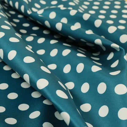 Freedom Printed Velvet Fabric Blue White Dotted Spots Pattern Upholstery Fabrics CTR-450 - Roman Blinds