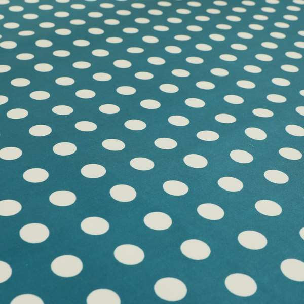 Freedom Printed Velvet Fabric Blue White Dotted Spots Pattern Upholstery Fabrics CTR-450 - Roman Blinds