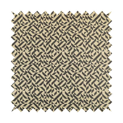 Freedom Printed Velvet Fabric Grey Beige Geometric Tile Pattern Upholstery Fabric CTR-452 - Roman Blinds