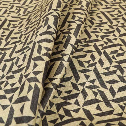 Freedom Printed Velvet Fabric Grey Beige Geometric Tile Pattern Upholstery Fabric CTR-452 - Made To Measure Curtains