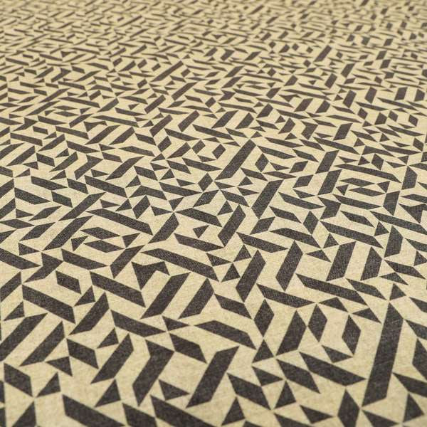 Freedom Printed Velvet Fabric Grey Beige Geometric Tile Pattern Upholstery Fabric CTR-452 - Made To Measure Curtains