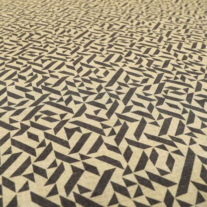 Freedom Printed Velvet Fabric Grey Beige Geometric Tile Pattern Upholstery Fabric CTR-452 - Handmade Cushions