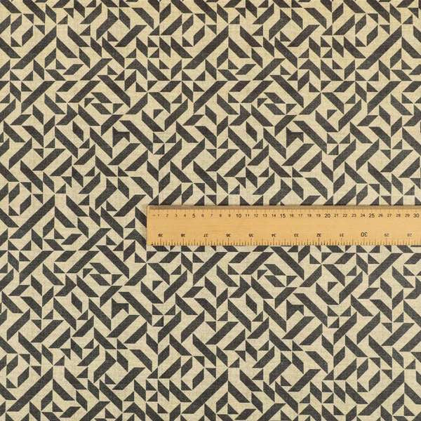 Freedom Printed Velvet Fabric Grey Beige Geometric Tile Pattern Upholstery Fabric CTR-452