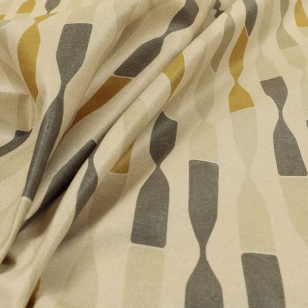 Freedom Printed Velvet Fabric Green Beige Hour Glass Modern Pattern Upholstery Fabrics CTR-453 - Made To Measure Curtains