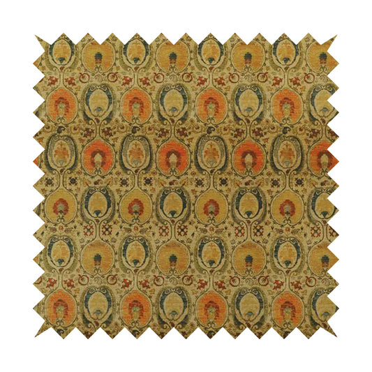 Freedom Printed Velvet Fabric Traditional Oval Shaped Golden Pattern Upholstery Fabrics CTR-459