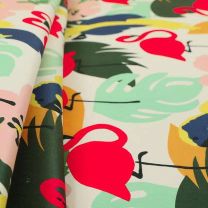 Freedom Printed Velvet Fabric Flamingo Parrots Animal Pattern Printed On Length Of Fabric Upholstery Fabric CTR-462