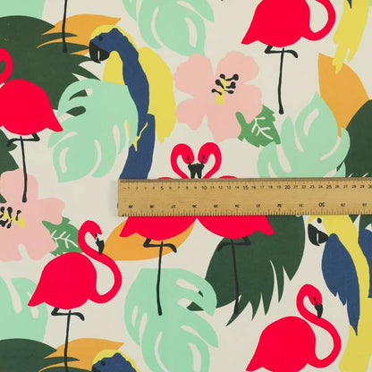 Freedom Printed Velvet Fabric Flamingo Parrots Animal Pattern Printed On Length Of Fabric Upholstery Fabric CTR-462 - Made To Measure Curtains