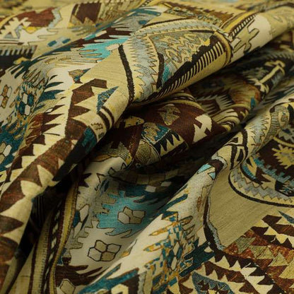 Freedom Printed Velvet Fabric Tribal Old Aztec Theme Patchwork Pattern Upholstery Fabric CTR-463 - Roman Blinds