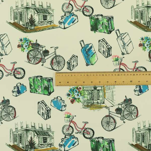 Freedom Printed Velvet Fabric Bicycle Outdoor Travel Suitcase Pattern Upholstery Fabrics CTR-466 - Made To Measure Curtains