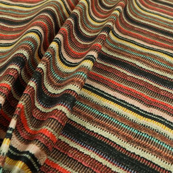 Freedom Printed Velvet Fabric Funky Multicolour Striped Pattern Upholstery Fabrics CTR-467