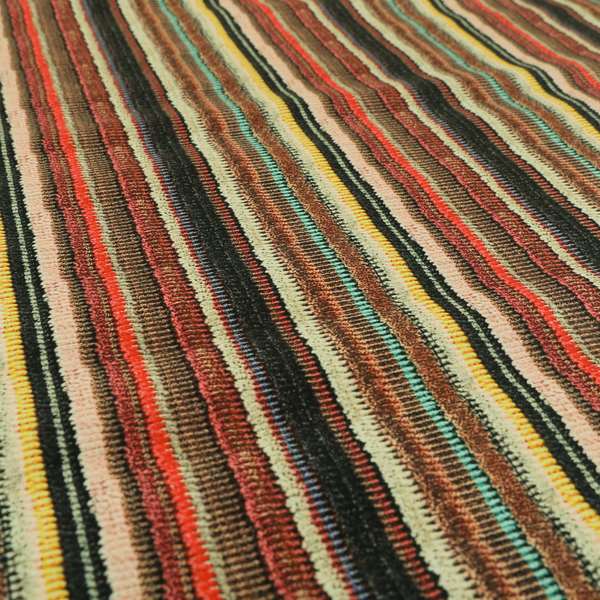 Freedom Printed Velvet Fabric Funky Multicolour Striped Pattern Upholstery Fabrics CTR-467 - Roman Blinds