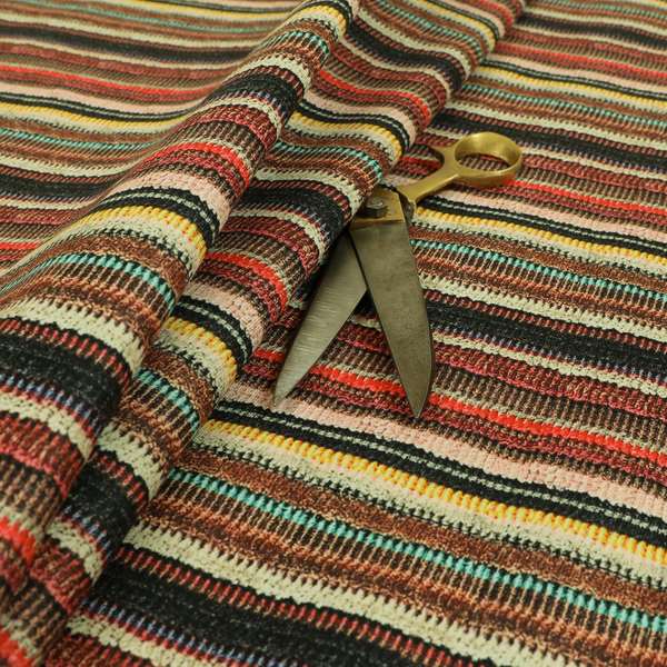 Freedom Printed Velvet Fabric Funky Multicolour Striped Pattern Upholstery Fabrics CTR-467 - Made To Measure Curtains