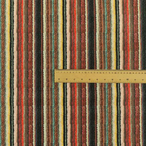 Freedom Printed Velvet Fabric Funky Multicolour Striped Pattern Upholstery Fabrics CTR-467 - Roman Blinds