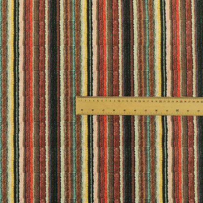 Freedom Printed Velvet Fabric Funky Multicolour Striped Pattern Upholstery Fabrics CTR-467