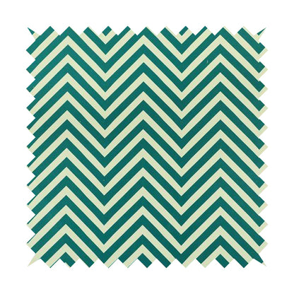 Freedom Printed Velvet Fabric Teal White Chevron Stripe Pattern Upholstery Fabric CTR-469 - Roman Blinds