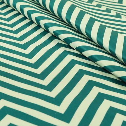 Freedom Printed Velvet Fabric Teal White Chevron Stripe Pattern Upholstery Fabric CTR-469 - Handmade Cushions
