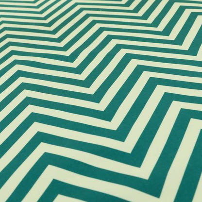 Freedom Printed Velvet Fabric Teal White Chevron Stripe Pattern Upholstery Fabric CTR-469 - Roman Blinds