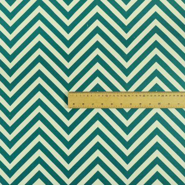 Freedom Printed Velvet Fabric Teal White Chevron Stripe Pattern Upholstery Fabric CTR-469 - Made To Measure Curtains