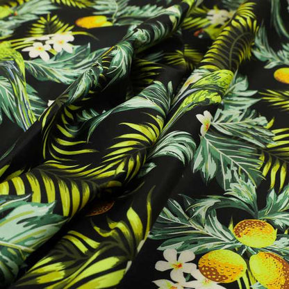 Freedom Printed Velvet Fabric Black Jungle Life Birds Pattern Upholstery Fabric CTR-470 - Roman Blinds