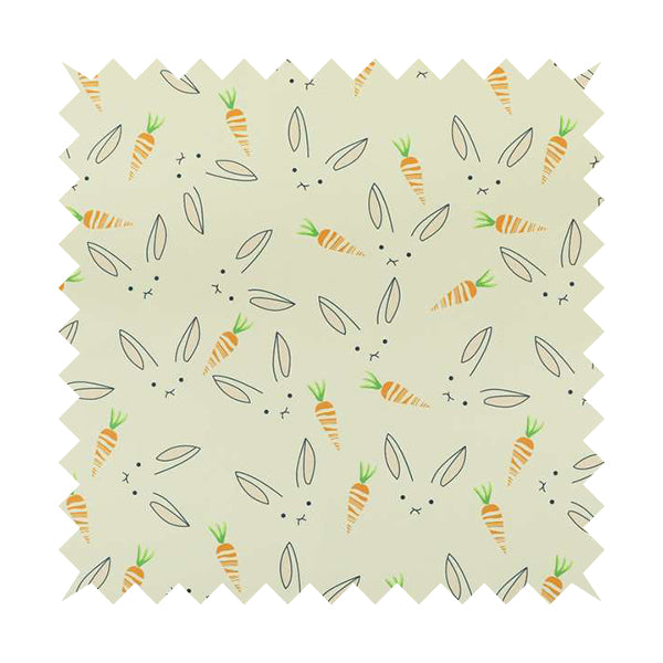 Freedom Printed Velvet Fabric White Bunny Rabbit Orange Carrot Pattern Upholstery Fabric CTR-476 - Roman Blinds