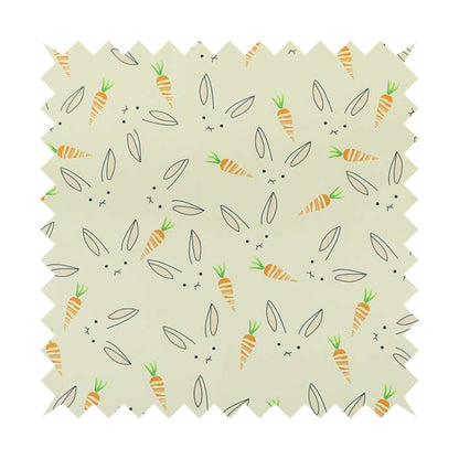 Freedom Printed Velvet Fabric White Bunny Rabbit Orange Carrot Pattern Upholstery Fabric CTR-476 - Made To Measure Curtains