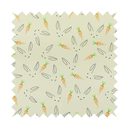 Freedom Printed Velvet Fabric White Bunny Rabbit Orange Carrot Pattern Upholstery Fabric CTR-476 - Handmade Cushions